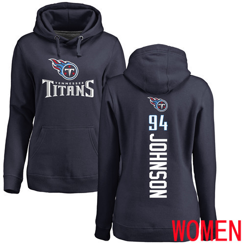 Tennessee Titans Navy Blue Women Austin Johnson Backer NFL Football 94 Pullover Hoodie Sweatshirts